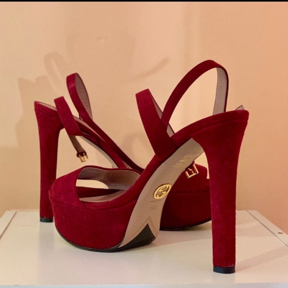 Gucci Platform Suede Heels Kid Scamosciato